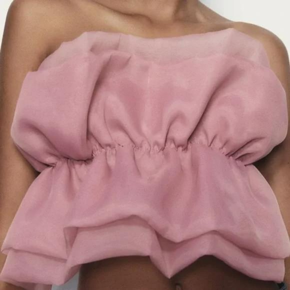 ZARA ORGANZA BANDEAU TOP - Picture 1 of 3